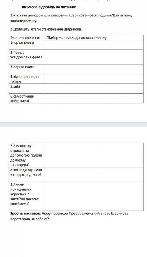 Допишіть етапи становлення Шарикова (2 задание)​
