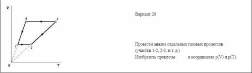 1)Провести анализ отдельных газовых процессов (участки 1-2, 2-3, и т.д) 2)Изобразить процессы в коор