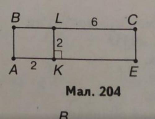 Яку площу має прямокутник АBCE(мал204)малюнок на фото До іть будь ласка