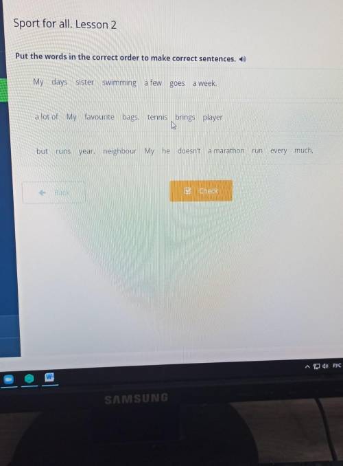 Sport for all. Lesson 2 Put the words in the correct order to make correct sentences ​
