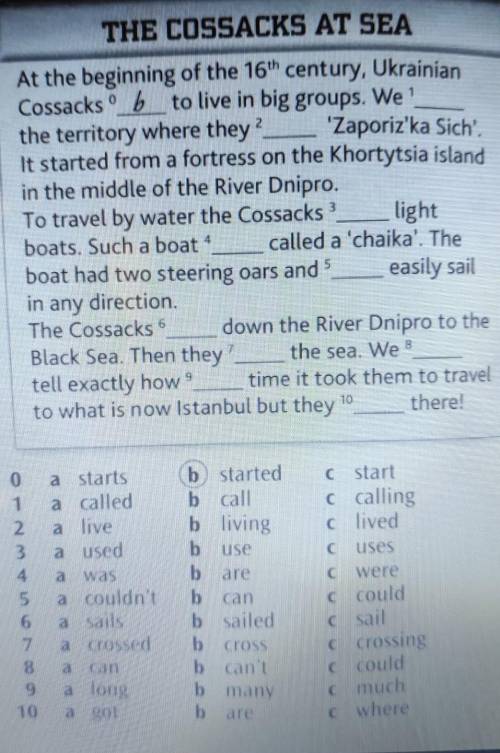 Read the text The Cossacks at Sea translate it, fill in the words. (делать в ключах ​