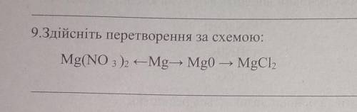 Здійсніть перетворення за схемою: Mg(NO3)2 < Mg > MgO > MgCl2