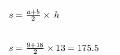 Найдите площадь прямоугольной трапеции, если её основания равны 9 и 18, а боковая сторона, перпендик