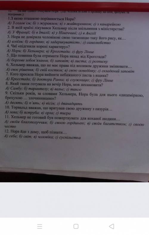 Тести з Зарубіжної літератури по поемі Ляльковий дім ​