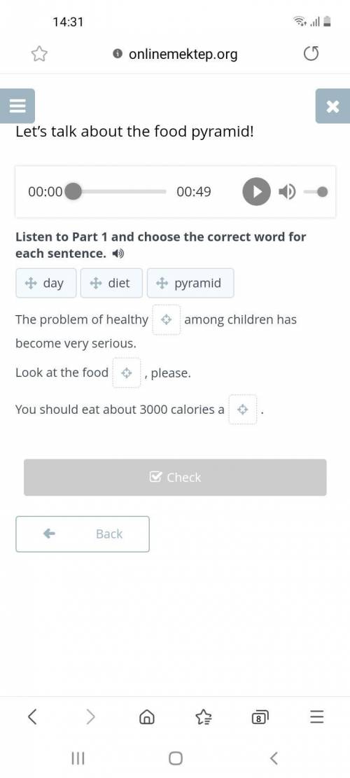 Listen to Part 1 and choose the correct word for each sentence. The problem of healthy among childre