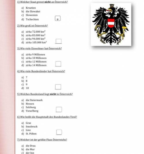 Osterreich? Welchen Stuart graenat nicht an Osterreich a)Kroatien b) die Slowakei c) Slowenien d) Ts