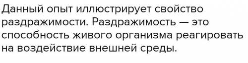 Как называется общее свойство организмов, которое демонстрирует этот опыт? На представленных ниже ри