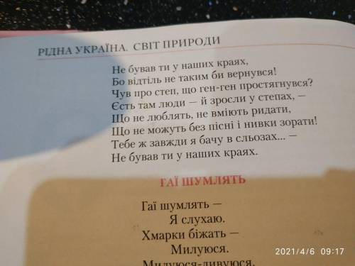 Скласти питання до вірша Не бував ти у наших краях