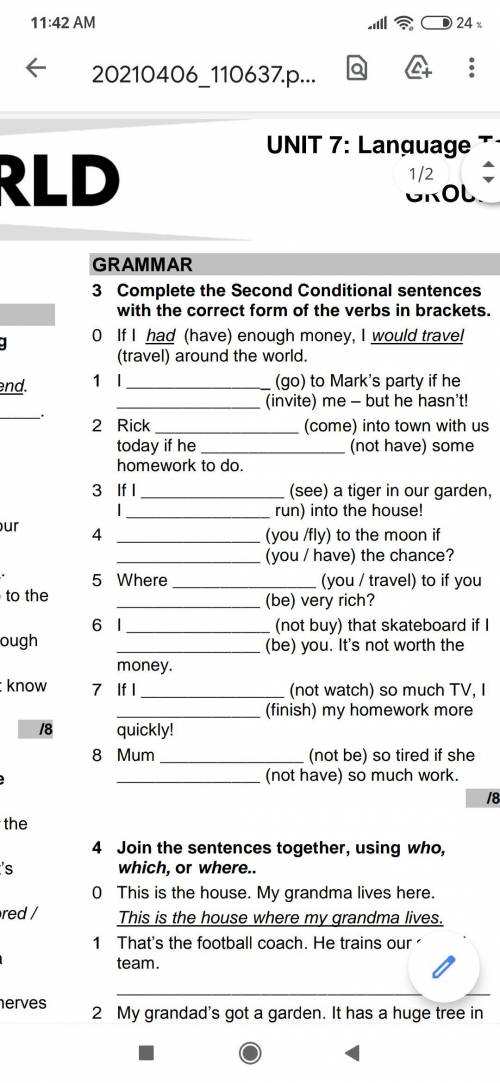 , идет кр Complete the Second Conditional sentences with the correct form of the verbs in brackets.