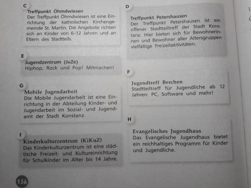 schreib ins extra Heft über die Freizeit in Konstanz: Wer kann wo was machen! 21 Or kannst auch etwa