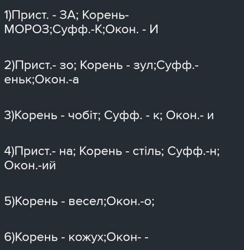 : розібрати слова за будовою - спробував, перестало, ручку, друкарське, кінчика