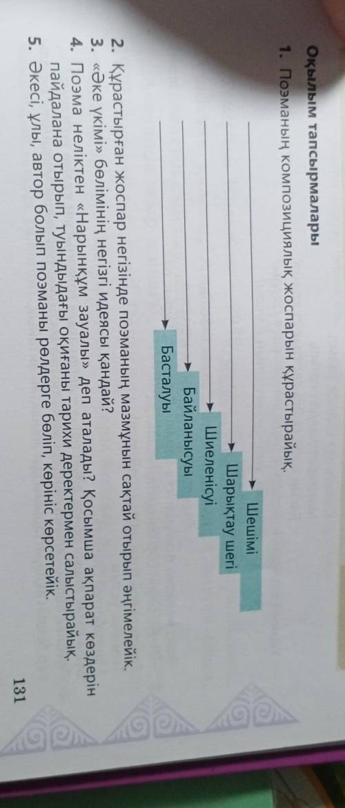 // 1 жане 3 тапсырма казак адебиет 7 класс 131 страница​