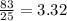 \frac{83}{25} = 3.32