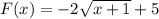 F(x) = - 2 \sqrt{x + 1} + 5