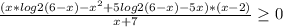 \frac{(x * log2(6-x) - x^{2} +5log2(6-x)-5x)*(x-2)}{x+7} \geq 0