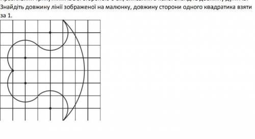 Знайдіть довжину лінії зображеної на малюнку, довжину сторони одного квадратика взяти за 1.
