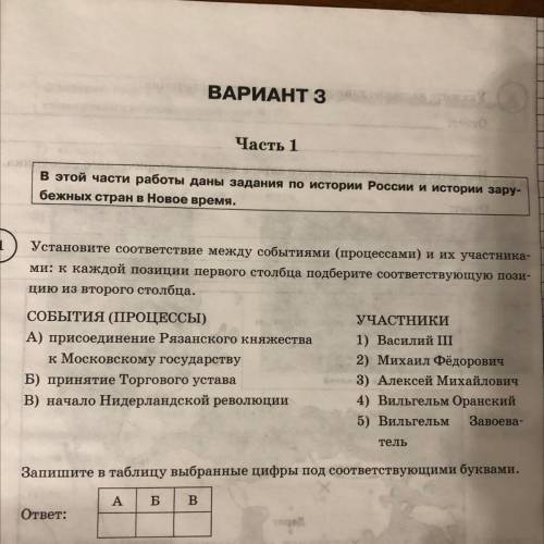 Установите соответствие между событиями (процессами) и их участника- ми: к каждой позиции первого ст