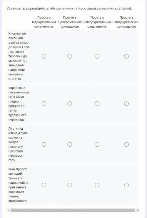 1. Установіть відповідність між відокремленими членами і прикладами речень, в яких вони вжит 2. Уста