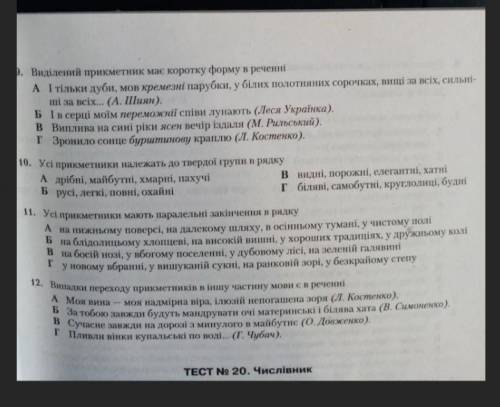 , тест по украинскому языку