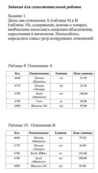 Операции в реляционных базах данных