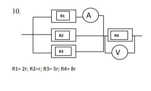 Фізика! Завдання 1)( ) За поданим малюнком знайдіть загальний опір ділянки кола, якщо r=4 Ом Завдан
