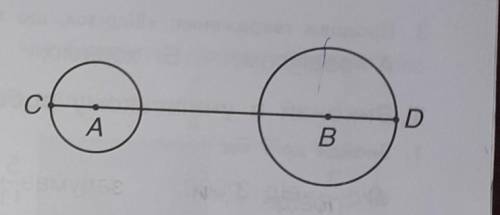 На поданому рисунку дов- жина відрізка АВ = 7 см. Раді-ус кола із центром у точці Адорівнює 2 см, а