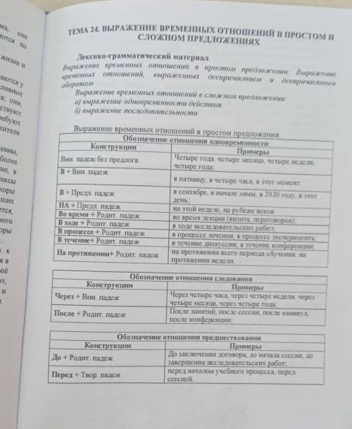 Составьте предложения, слева конструкции справа примеры.