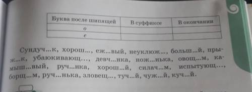 Буква после шипящей В суффиксеВ окончании0Сундуч...к, хорош..., еж... вый, неуклюж, больш...й, пры-ж