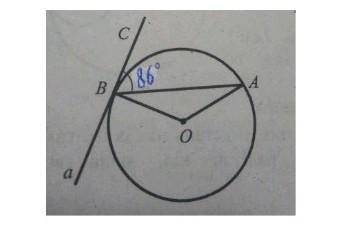 №1 Пряма а дотикається до кола в точці В (рис.1). Знайдіть ∠АОВ, де точка О – центр кола, якщо ∠АВС=