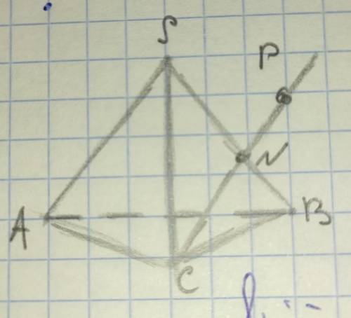 На рисунке изображена треугольная пирамида SABC, какой плоскости принадлежит точка Р, можно ли прове