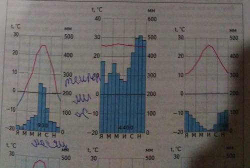Определите умоляю по трем климатограммам к какому типу они относятся.Например экввториальный, субэкв