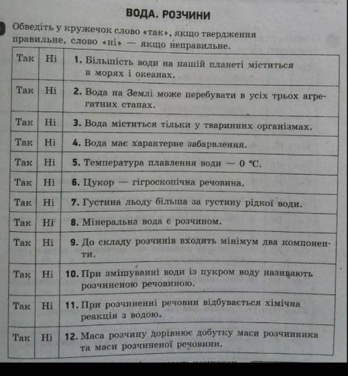 Обведіть у кружечок слово так якщо твердження правильне, слово ні - якщо не правильне очень нужно ​