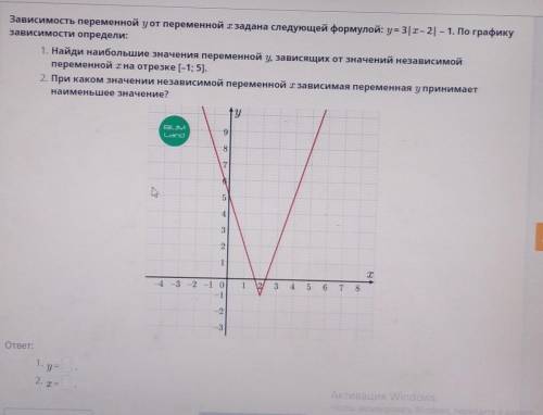 Зависимость переменной уот переменной задана следующей формулой: у= 3|- 2 - 1. По графику зависимост