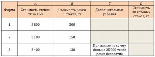 ￼ Какие действия необходимо применить к столбцам А, В, С для нахождения значения столбца D?