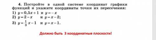 Постройте в одной системе координат графики функций и укажите координаты точки их пересечения