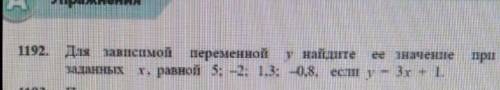 1192. Для зависимой переменной найдите все значение при заданных равной 5: -2: 1.3: 0.8 если