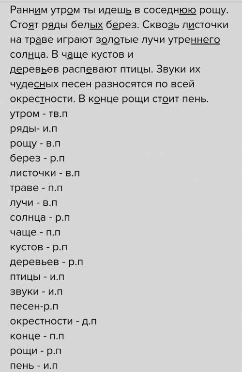 Вставь пропущенные буквы напес ать падеж у существительных выделить у прилагательный окончание