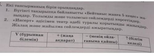 Екі сұрақтың біреуін жазу керек. Интернеттен алын бау керек , яғни класста бәріміздікі бірдей болмас