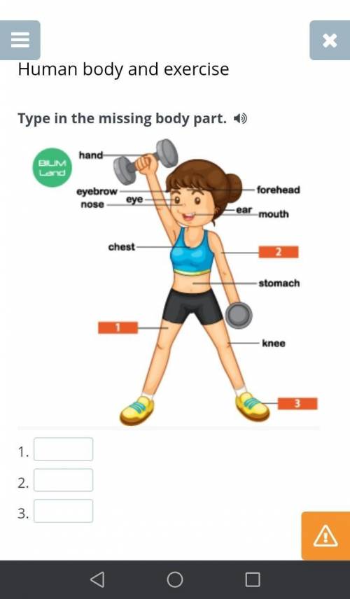 Human body and exercise Type in the missing body part. 1.2.3. мне ​