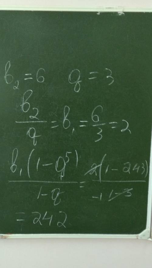 . Найдите сумму первых пяти членовгеометрической прогрессии, если b2=6, q=3.​