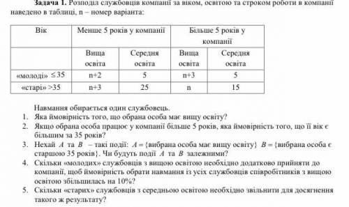 Нужно решить задачу по теории вероятности. Вместо n поставьте 5