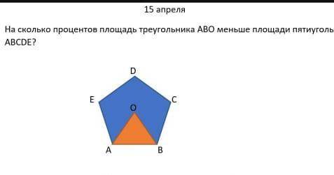 15 апреля 1. На сколько процентов площадь треугольника ABO меньше площади пятиугольникаABCDE?EAB​