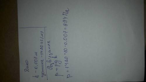 Визначте тиск рідини на дно посудини, якщо в неї налили шар меду висотою 0,07 м. Густина меду 1420 к