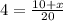 4=\frac{10+x}{20}