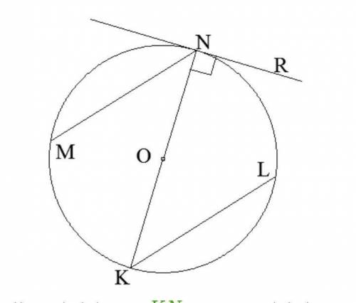 Через кінці діаметра KN проведено дві рівні хорди MN і KL. Знайди:1Довжину діаметра KN;2Кут між хорд