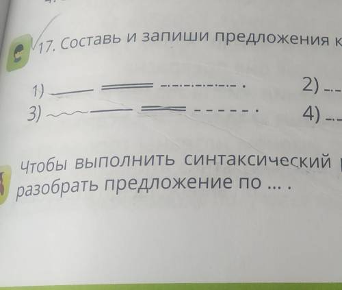 17. Составь и запиши предложения к схемам. 1)3)2)4)Чтобы выполнить синтаксический разбор предложения