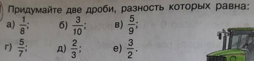 3.) Придумайте две дроби, разность которых равна: а)6)B)310-100 win| |г)д)3е)2​