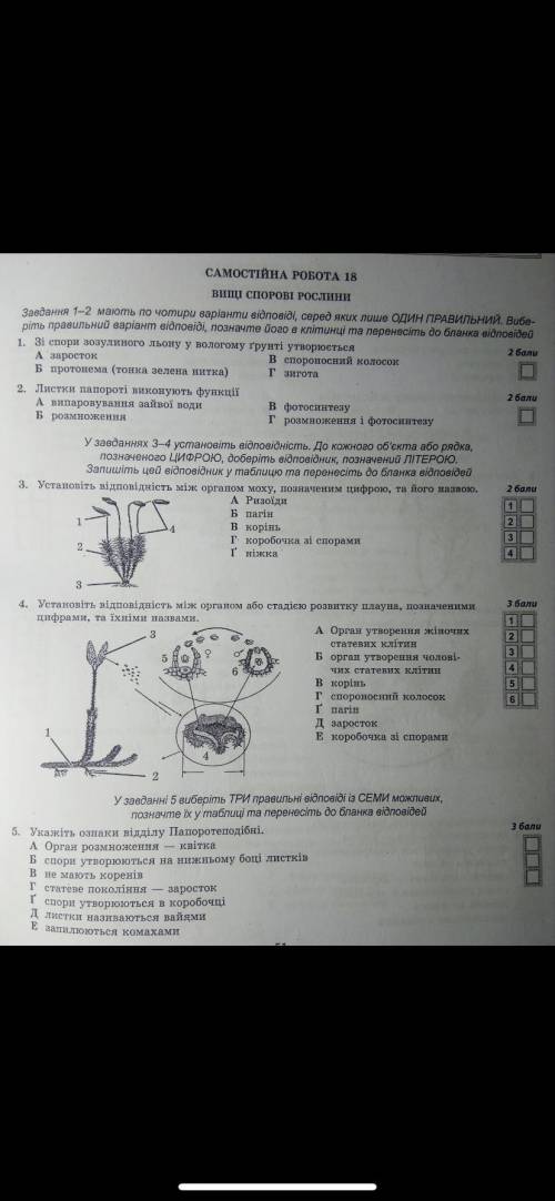 САМОСТОЯТЕЛЬНАЯ 6 КЛАС БИОЛОГИЯ