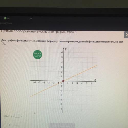 Ee Дан график функции у = kx. Запиши формулу, симметричную данной функции относительно оси ту 6 BILI