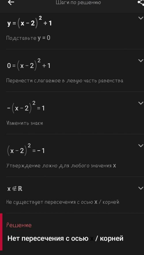 Y = (x-2)² + 1Знайти вершини параболи​